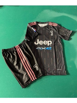 Andream Ronaldo Juventu's Siyah  2020/2021 Sezon Futbol Çocuk Forması 2'li Set