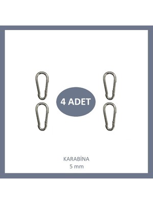 Adilon Galvanizli Karabina, 5 Mm, Askı, Çengel, Kanca, Anahtarlık (4 Adet)