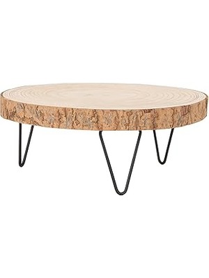 Creative Co-Op Paulownia Metal Ayaklı Kaide, 28 Cm, Doğal Ahşap Rengi