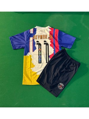 Andream Neymar Tüm Klüpler Futbol Takımı Özel Tasarım Futbol Çocuk Forması 2'li Set Forma+Short