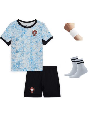 Andream Portekiz Kamujlaf Desenli Ronaldo Milli Takımın Forması 7 Numara 4'lü Set Çorap+Bileklik Hediyeli