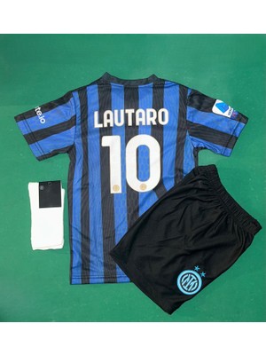 Andream Lautaro Martinez Inter 2025/2026 Sezon Futbol Çocuk Forması 3'lü Set Çorap Hediyeli