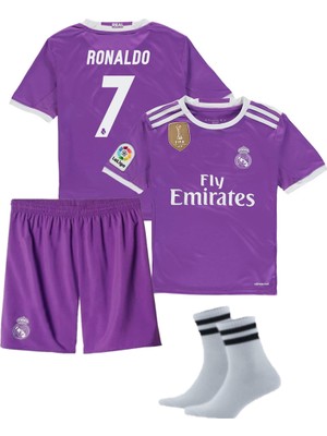 Andream 2016/17 Card'iff Ronaldo 7  Real Madri'd Futbol Çocuk Forması 3'lü Set Çorap Hediyeli