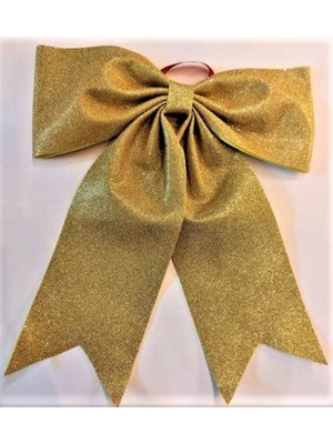 Empressco Şık 35X40 cm Simli Fiyonk Dekor, Ev ve Mekan Için Parlak Süs, Gold Renk