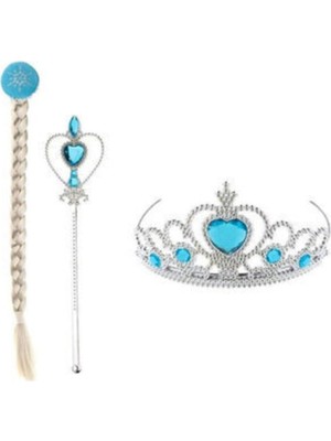 Empressco Mavi Frozen Temalı Taç ve Asa Saç Seti, Çocuklar Için Eğlenceli ve Şık Aksesuarlar