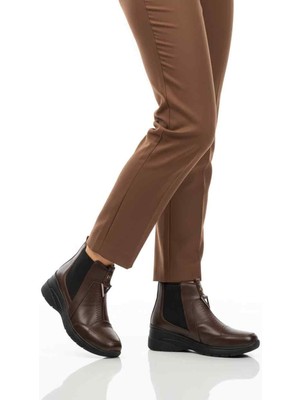 Ayakmod Kahve Hakiki Deri Içi Polarlı Darbe Emici Anatomik Kadın Bot 4153 Z