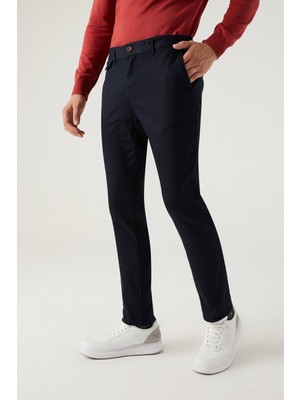 Twn Slim Fit Lacivert Armürlü Chino Pantolon 5ECC3S208232M