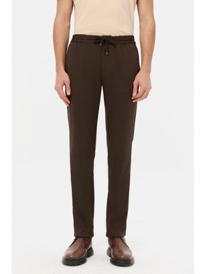 D'S Damat Ds Damat Slim Fit Kahverengi Örme Jogger Pantolon 5HC03TD09322M
