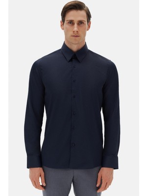 Twn Slim Fit Lacivert Düz Gömlek 5EF026482256M
