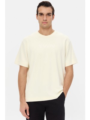 Twn Relaxed Fit Ekru Düz T-Shirt 5EC146191535M