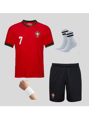 Andream Portekiz KIRMIZI2025 Sezon Ronaldo Milli Takımın Forması 7 Numara  4'lü Set Çorap+Bileklik Hediyeli