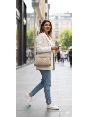 Zerva Queen Fermuar Detaylı Çift Gözlü Kapitone Kadın Çanta