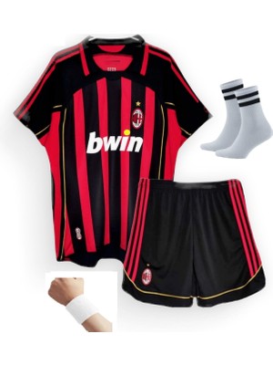 Andream Milan Kaka 22 Numara 2007 Sezon Retro Futbol Çocuk Forması 4'lü Set Çorap + Bileklik Hediyeli