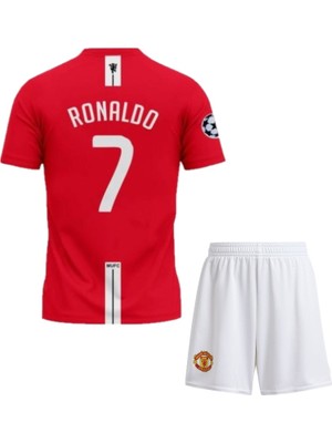 Andream 2008 Sezon Retro Ronaldo Kırmızı Futbol Çocuk Forması 2'li Set  Forma+Şhort