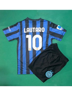 Andream Lautaro Martinez Inter 2025/2026 Sezon Futbol Çocuk Forması 2'li Set Forma + Şhort