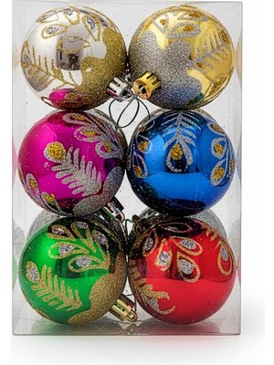 Empressco Parlak Çok Renkli Top Süsleri, Yılbaşı Dekorasyonu, 6'lı Paket