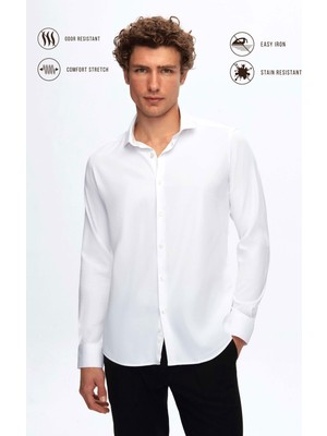Twn Slim Fit Beyaz Düz Gömlek