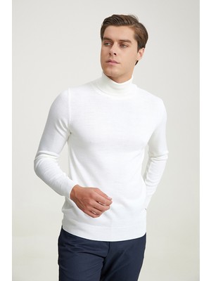 D'S Damat Ds Damat Regular Fit Ekru Düz Örgü Kazak 5HF0606320071