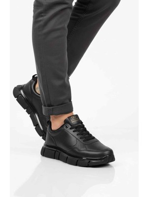 Walkway Siyah Bağcıklı Hafif Esnek Erkek Sneaker BST-2016 M