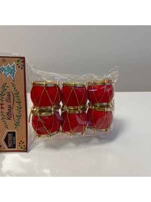 Empressco Mavi Su Temalı 4 Lü Kadife Davul Yılbaşı Ağacı Süsü, Renkli ve Şık Tasarım