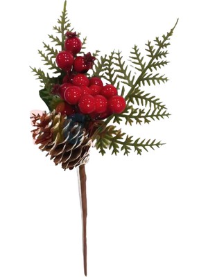 Empressco Yılbaşı Çam Dalı Berry Kozalaklı 24 Cm, Renkli, Dekoratif Süs