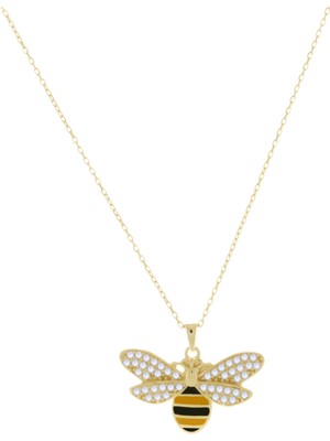 Hakan Mücevherat Taşlı Arı Motifli 14 Ayar Altın Kolye