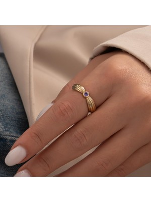 Hakan Mücevherat Mor Taşlı 14 Ayar Altın Yüzük