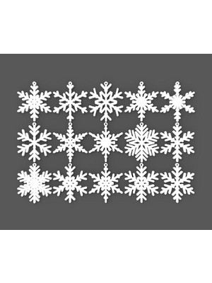 Empressco 15 Adet Beyaz Kar Tanesi Yılbaşı Ağacı Süsü, Şık ve Parlak Dekorasyon Öğesi