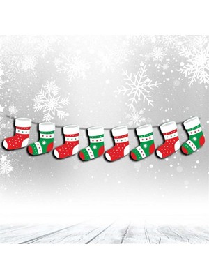 Empressco Yılbaşı Temalı Renkli Uzayan Süs Çoraplar 2 Mt, Eğlenceli Dekorasyon Parçası