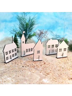 Empressco Çok Renkli Ahşap Mdf Ev Yılbaşı Süsleri, 1 Adet, Beyaz