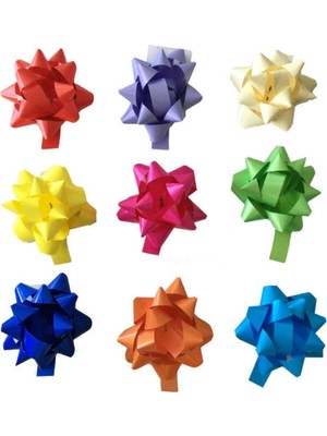 Empressco Renkli Yapışkanlı Fiyonk ve Yıldız Süsleri 10'lu Paket, Hediye Süsleme Öğeleri