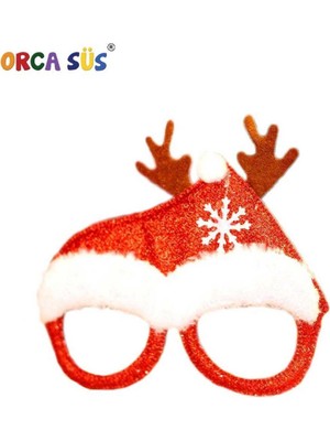 Empressco Yılbaşı Geyik Figürlü Kırmızı Gözlük ve Şapka Süsleyici