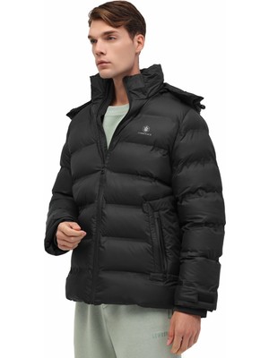 Lumberjack 1ARW-115 5pr 2XL Siyah Pamuklu Erkek Kısa Kaban Uzun Kol Ceket Yaka Düz Desenli