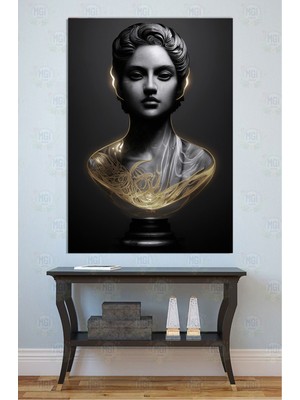 Mgi Design Siyah Altın Antik Kadın Büstü Kanvas Tablo Mermer Görünümlü Modern Sanat Dekoru