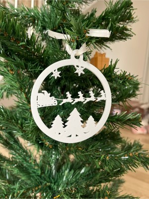 Empressco Beyaz Geyik Temalı Ağaç Süsü, Doğal ve Şık Dekorasyon Parçası