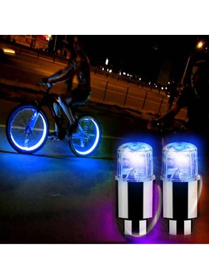 Araç ve Bisiklet Için 2’li LED Hava Valfi Işık Kapakları–gece Parlayan Lastik Lambası Sibop Ka