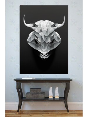 Mgi Design Minimalist Dekor Geometrik Boğa Başlı Kanvas Tablo Ofis Salon Erkek Odası