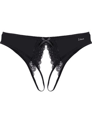 Marsilyan Özel Bölgesi Açık Büyük Beden Siyah Fantazi Külot