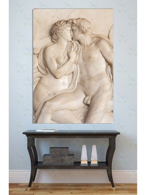 Mgi Design Antik Heykel Mermer Rölyef Çift Kanvas Tablo Yatak Odası Lüks Dekor