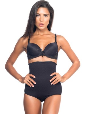 Marsilyan Siyah Mı Emay 2079 Yüksek Bel Desenli Double Slip Korse