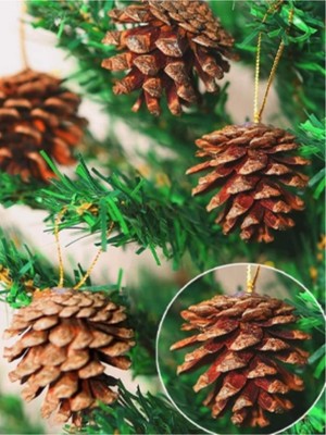 Empressco Kahverengi Çam Kozalakları, Yılbaşı Dekorasyonu, 18 Adet, Doğal ve Şık Süsler