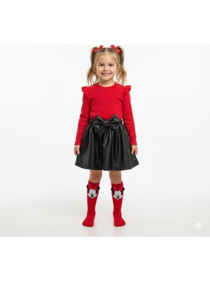 Özge Başaran Deri Etek Badi, Diz Altı Çorap Takımı 6-9 ay Kız Çocuk Takım