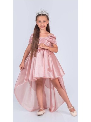 Şifon Detaylı Kız Çocuk Abiye Elbise
