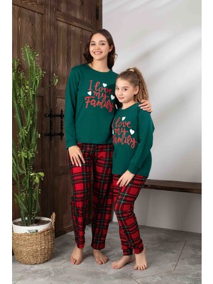 Tarık Anne-Kız Kombin Yapılabilir Uzun Kollu Ekoseli Yılbaşı Konsept Aile Bağı Pijama TAKIMI-3256