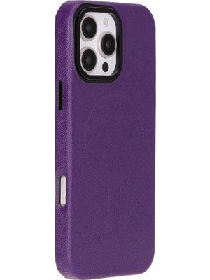 Mulvxurg  URG02 Apple Iphone 16 Pro Max Uyumlu, Hakiki Deri, El Yapımı Kılıf, Mor (Mulvix)
