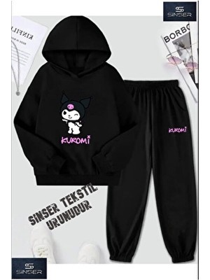 Sinser Teks Kapşonlu Çocuk Kuromı Baskılı Eşofman Takımı