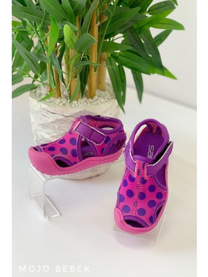 Sanbe Kız Çocuk Puantiyeli Tekstil Sandelet 501N7204 Mor