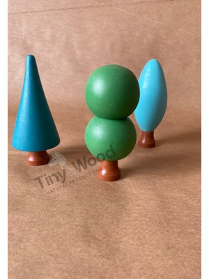 Tiny Wood Ahşap Waldorf Orman Seti - 3'lü Ağaç Seti Eğitsel Oyuncak