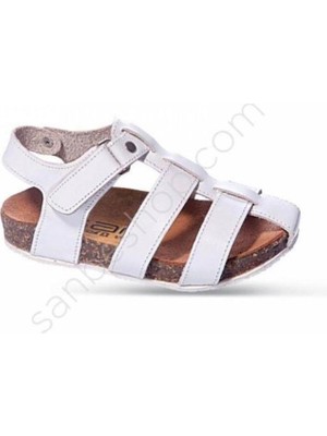 Sanbe Erkek Bebek Anatomik Taban Mantar Taban Deri Sandalet Beyaz