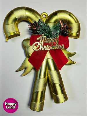 Empressco Yılbaşı Süsü 2’li Baston Şeker Altın Kapı Duvar Ağaç Süsü HP-125